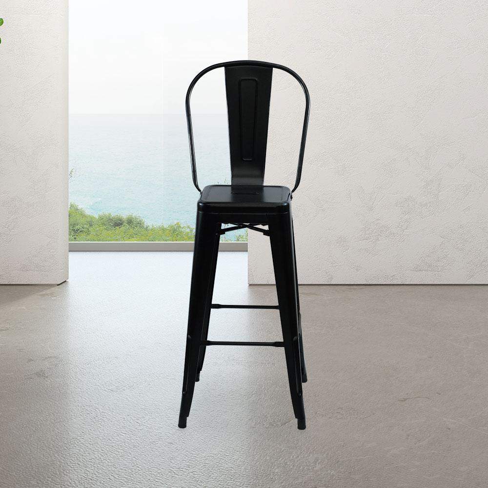 Marais A Cafe Bar Stool with High Back #color_Black