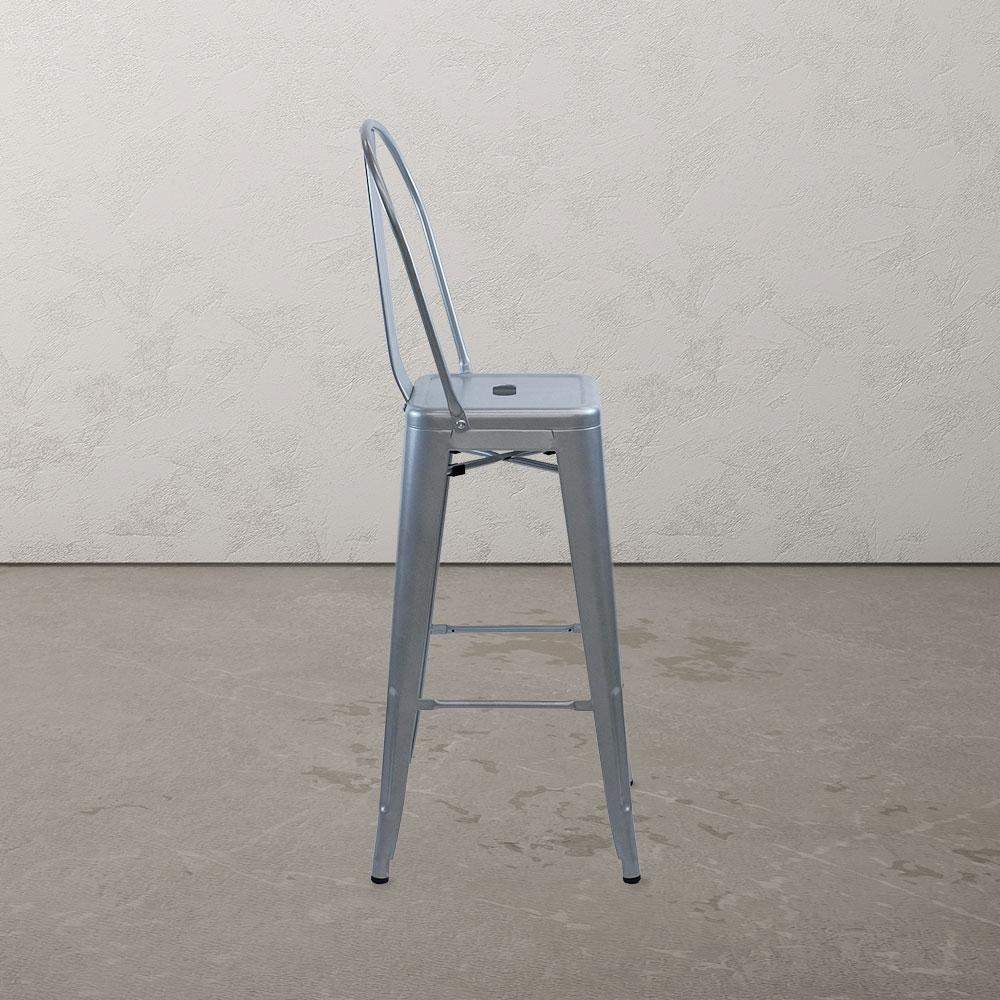 Marais A Cafe Bar Stool with High Back #color_Flash Silver