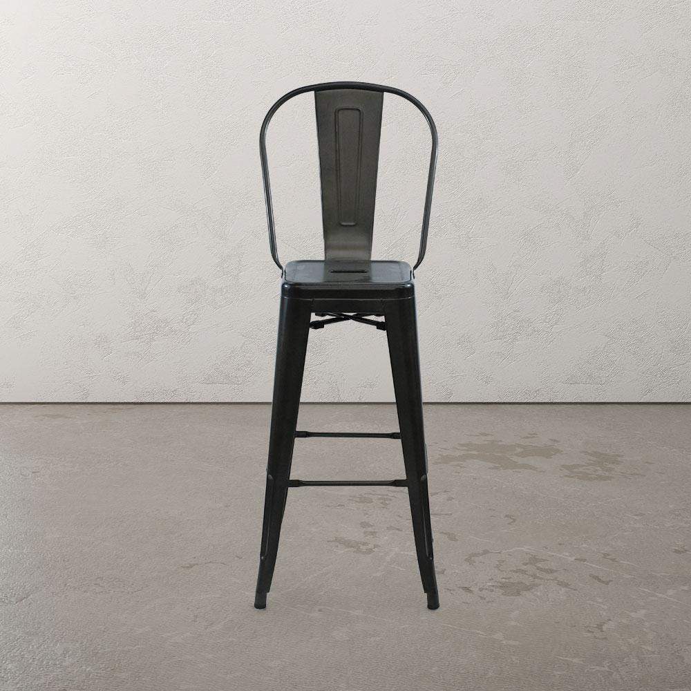 Marais A Cafe Bar Stool with High Back #color_Gunmetal