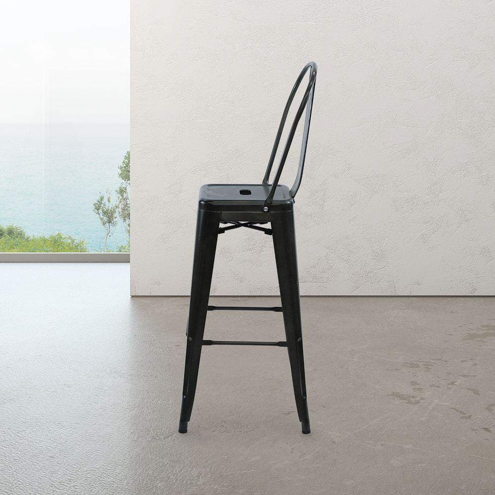 Marais A Cafe Bar Stool with High Back #color_Gunmetal