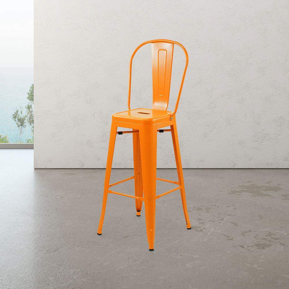 Marais A Cafe Bar Stool with High Back #color_Orange