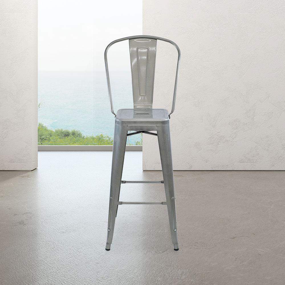 Marais A Cafe Bar Stool with High Back #color_Polish Raw