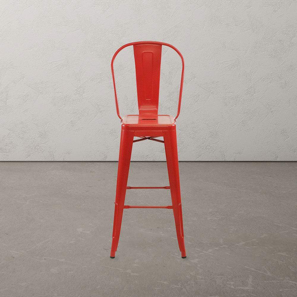 Marais A Cafe Bar Stool with High Back #color_Red