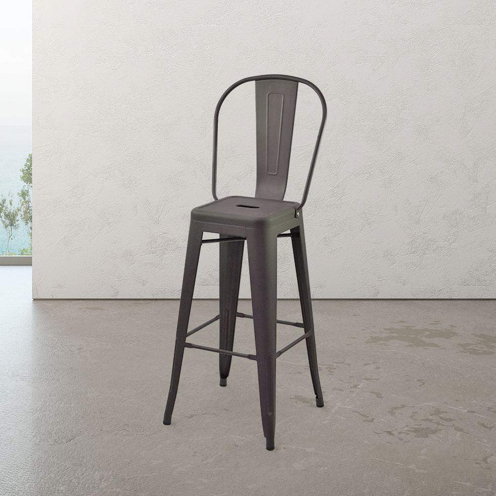 Marais A Cafe Bar Stool with High Back #color_Rust