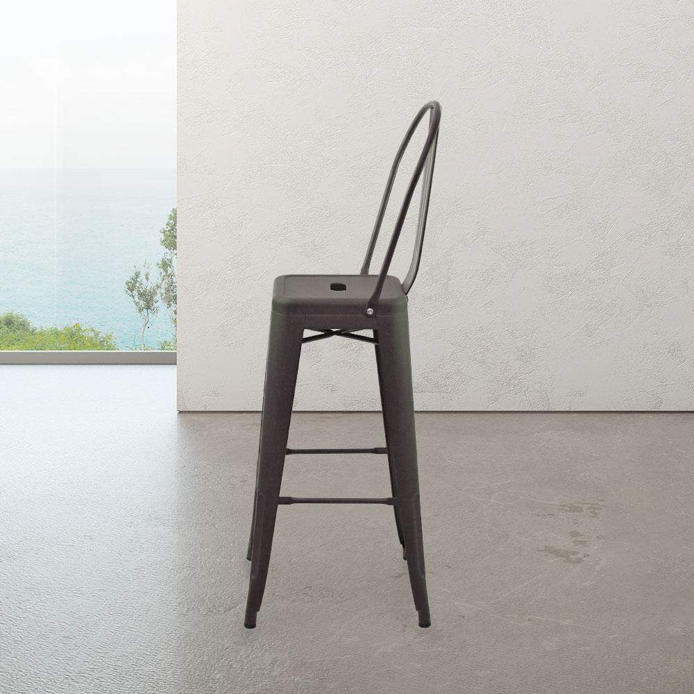 Marais A Cafe Bar Stool with High Back #color_Rust