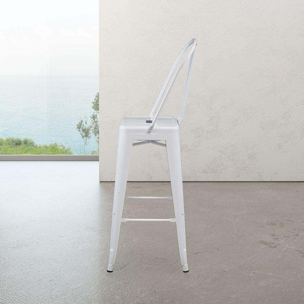 Marais A Cafe Bar Stool with High Back #color_White