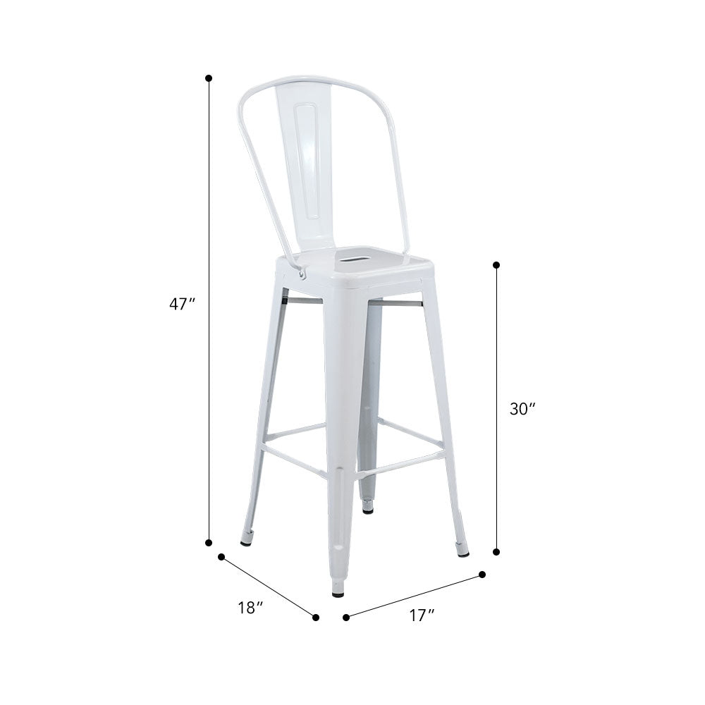 Marais A Cafe Bar Stool with High Back #color_White