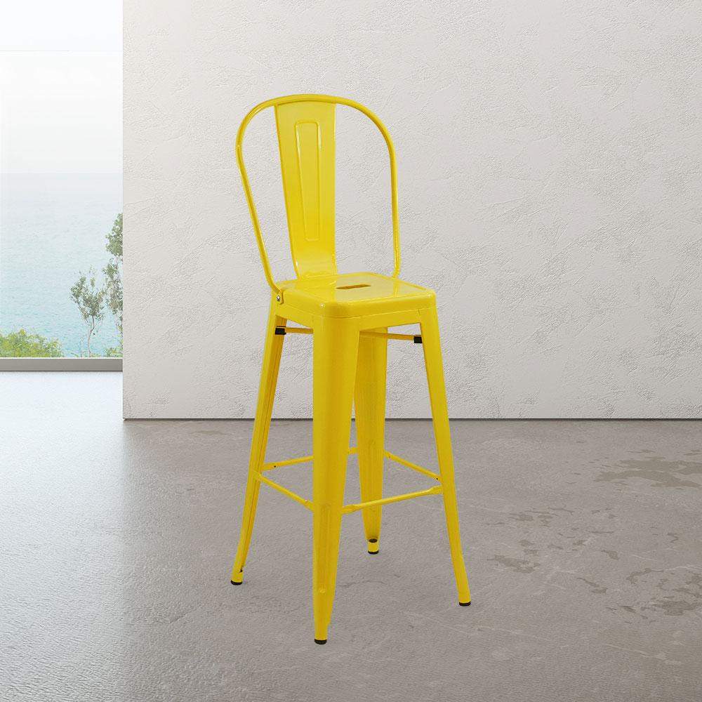 Marais A Cafe Bar Stool with High Back #color_Yellow