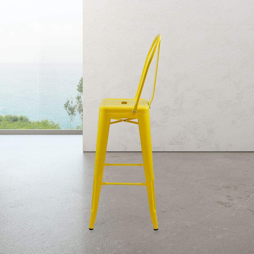 Marais A Cafe Bar Stool with High Back #color_Yellow