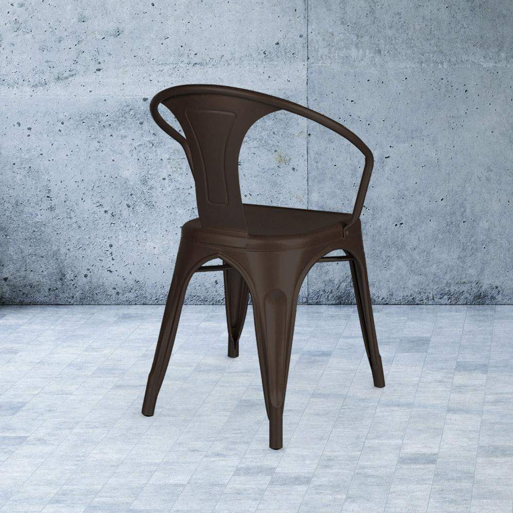 Marais A Arm Chair with Metal Seat #color_Rust