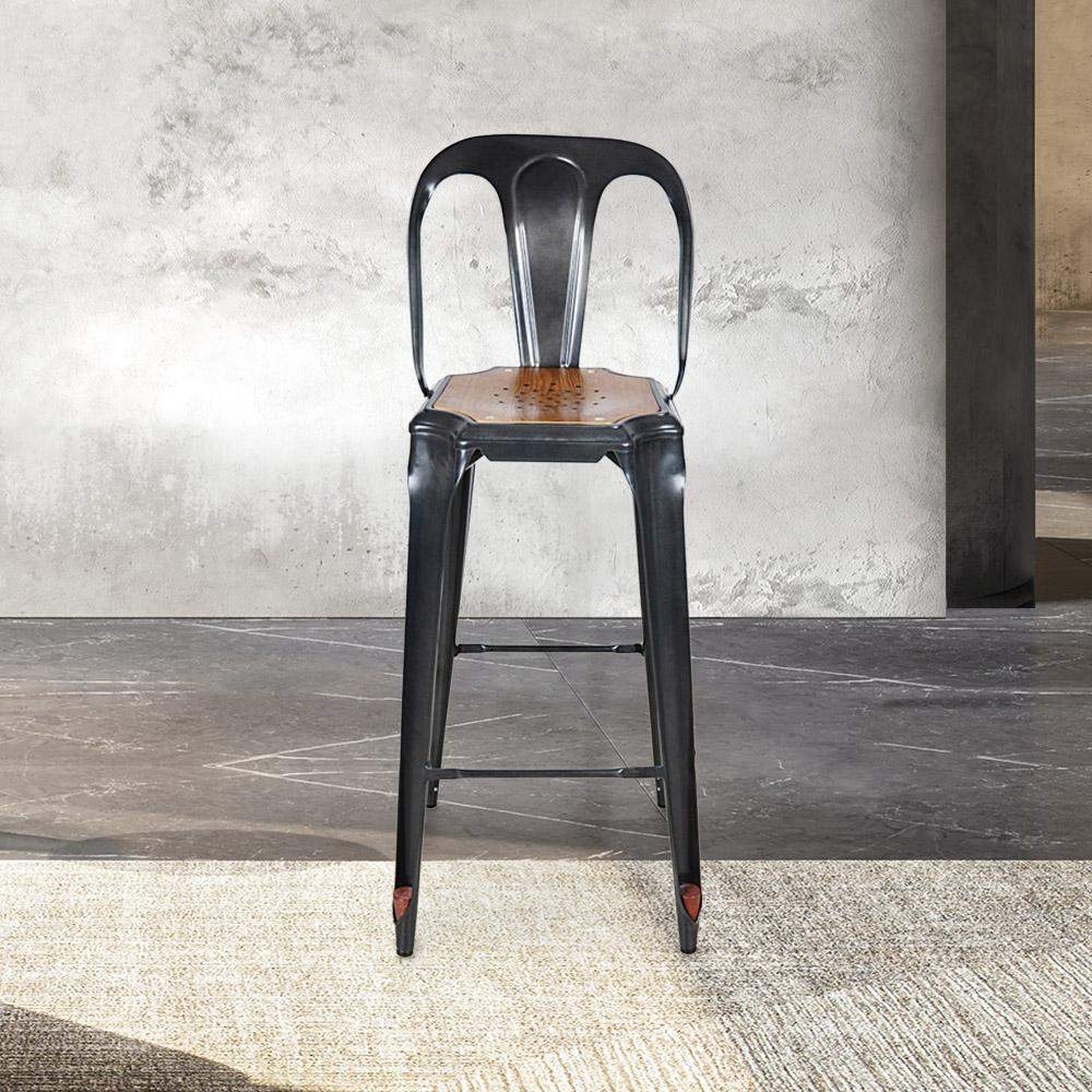 Marais Bar Stool #color_Gunmetal/Ash Brown