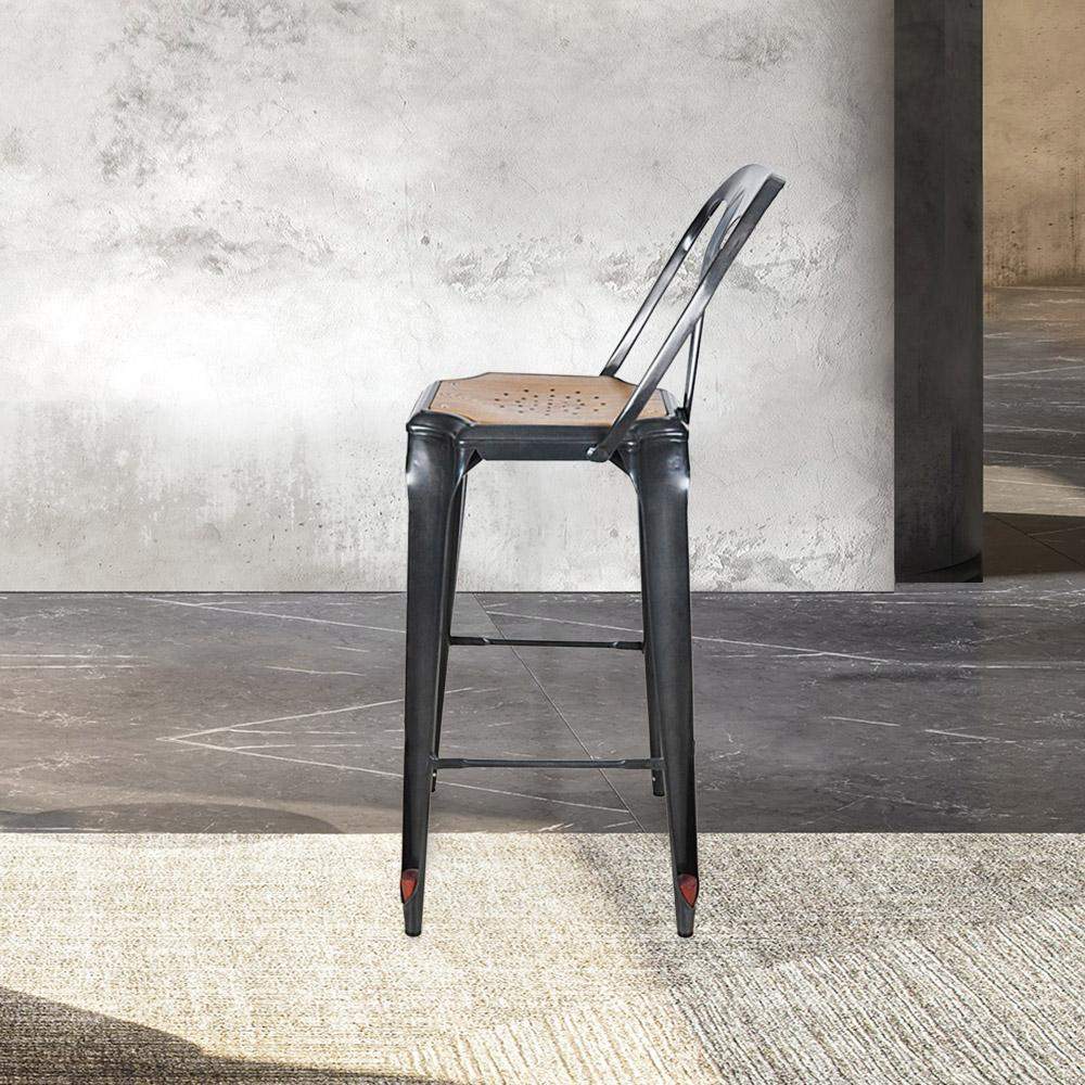 Marais Bar Stool #color_Gunmetal/Ash Brown