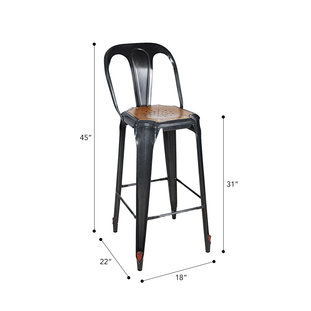 Marais Bar Stool #color_Gunmetal/Ash Brown