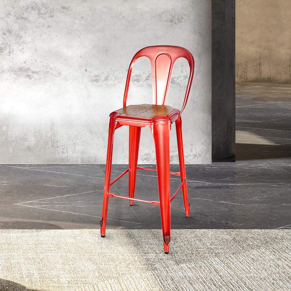 Marais Bar Stool #color_Red/Ash Brown