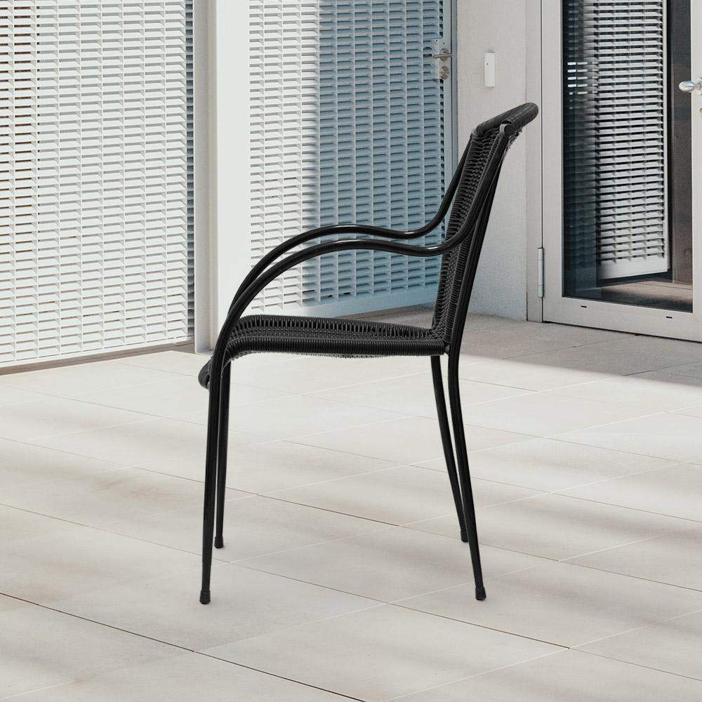 Sea Breeze Wicker Patio Dining Chair #color_black