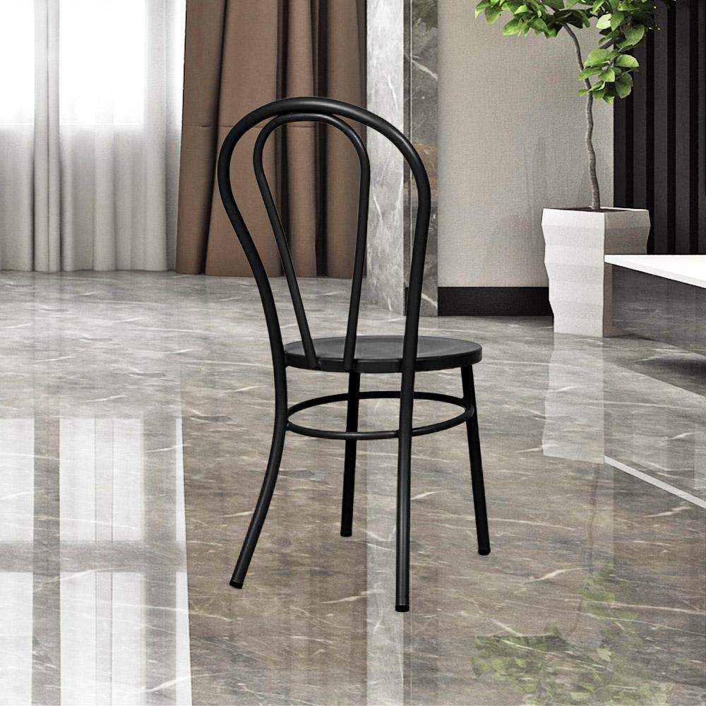 Fan Back Metal Chair #color_Black