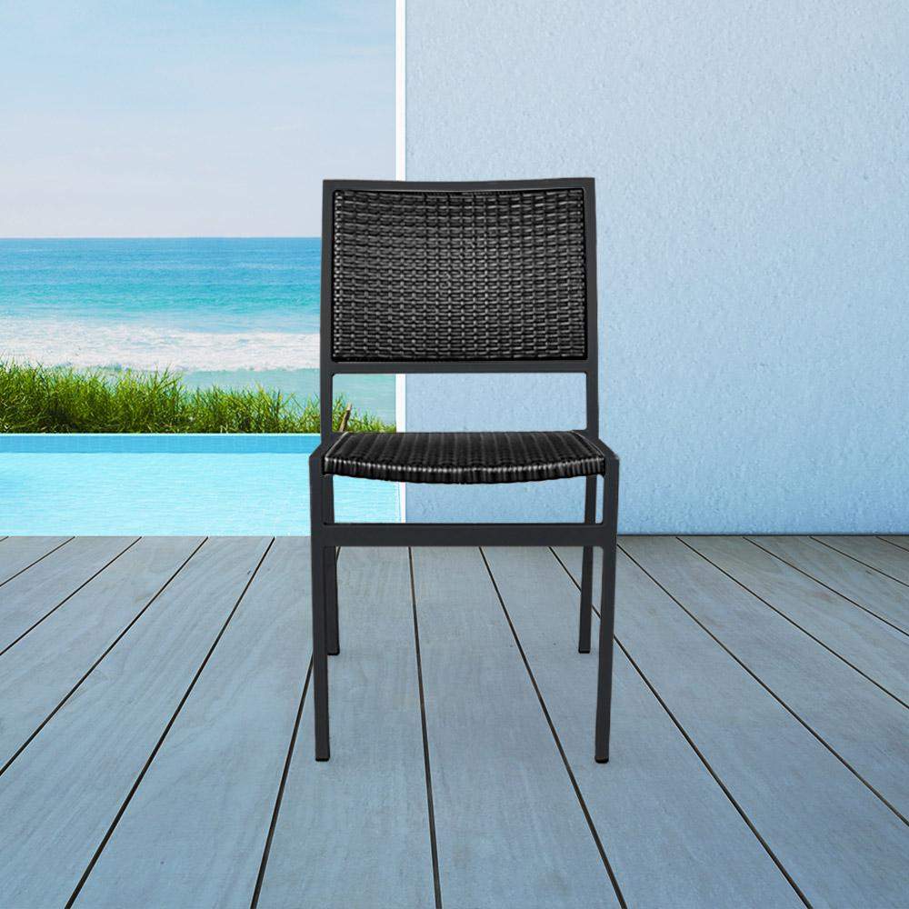 Hermosa Patio Dining Chair #color_Black Weave/Black Frame