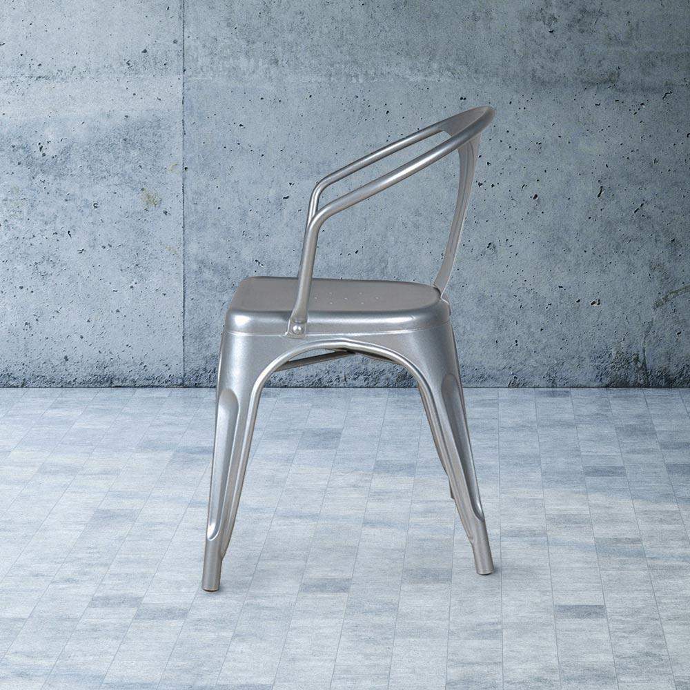 Heritage Industrial Metal Arm Chair with Slat Back #color_Flash Silver