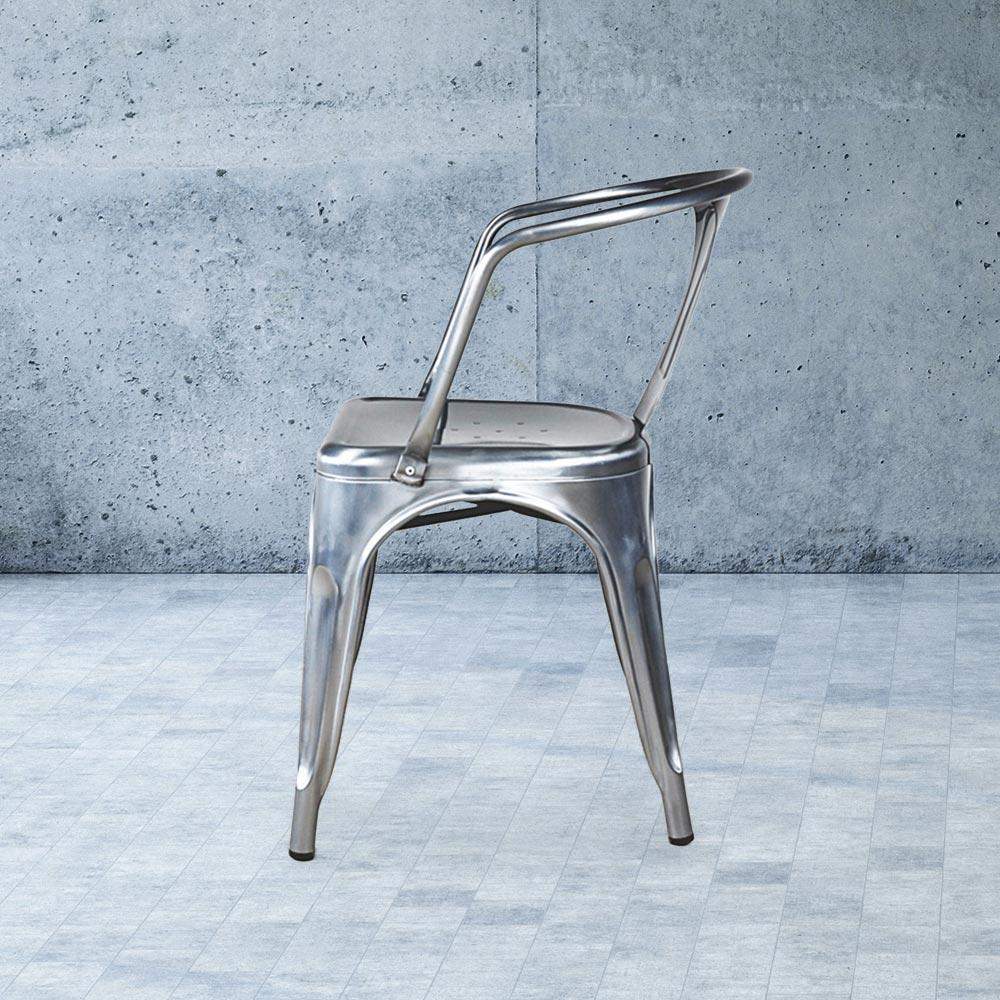 Heritage Industrial Metal Arm Chair with Slat Back #color_Polish Raw