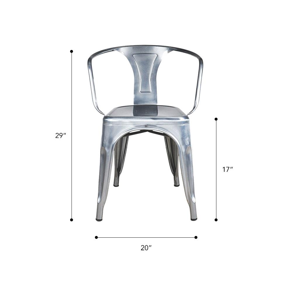 Heritage Industrial Metal Arm Chair with Slat Back #color_Polish Raw