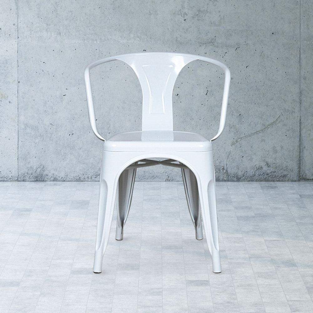 Marais A Arm Chair with Metal Seat #color_White