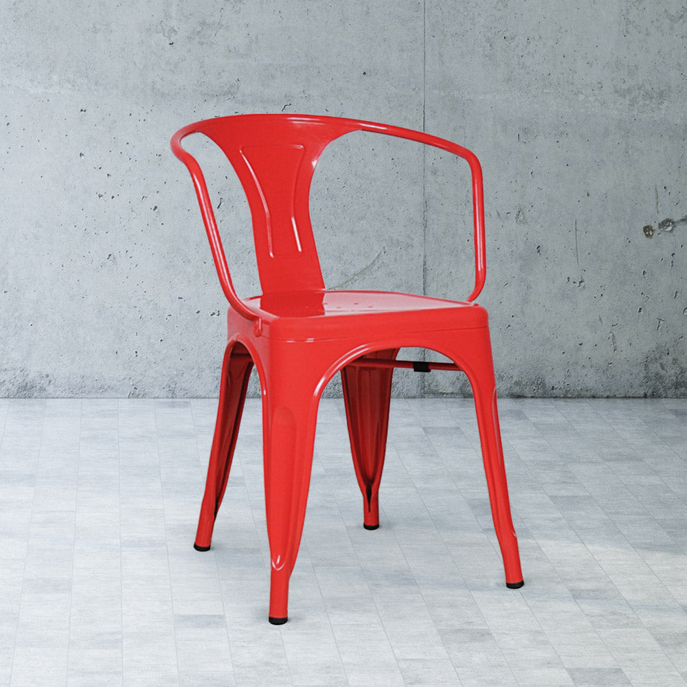 Marais A Arm Chair with Metal Seat #color_Red