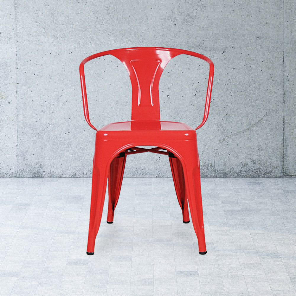Marais A Arm Chair with Metal Seat #color_Red