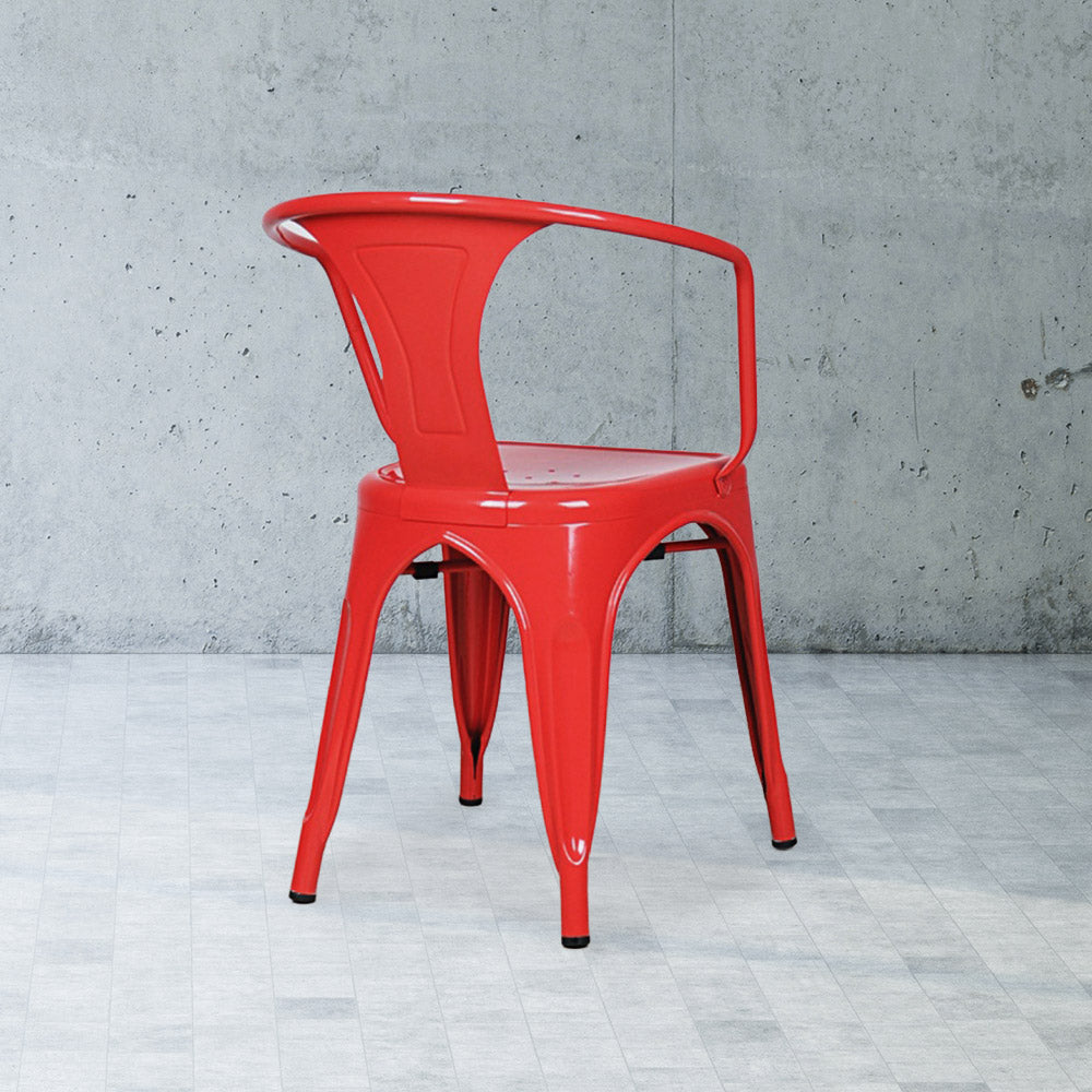 Marais A Arm Chair with Metal Seat #color_Red