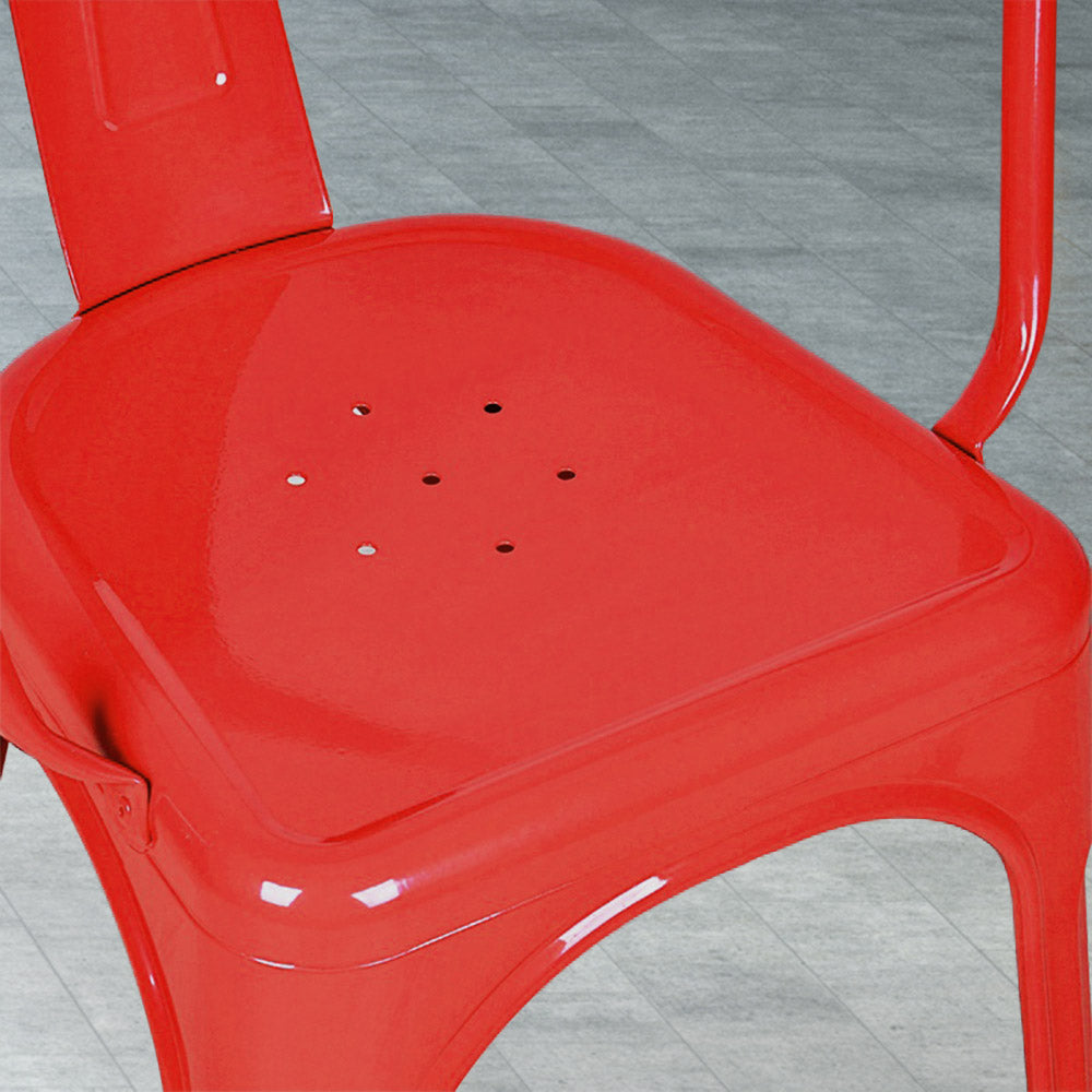Marais A Arm Chair with Metal Seat #color_Red