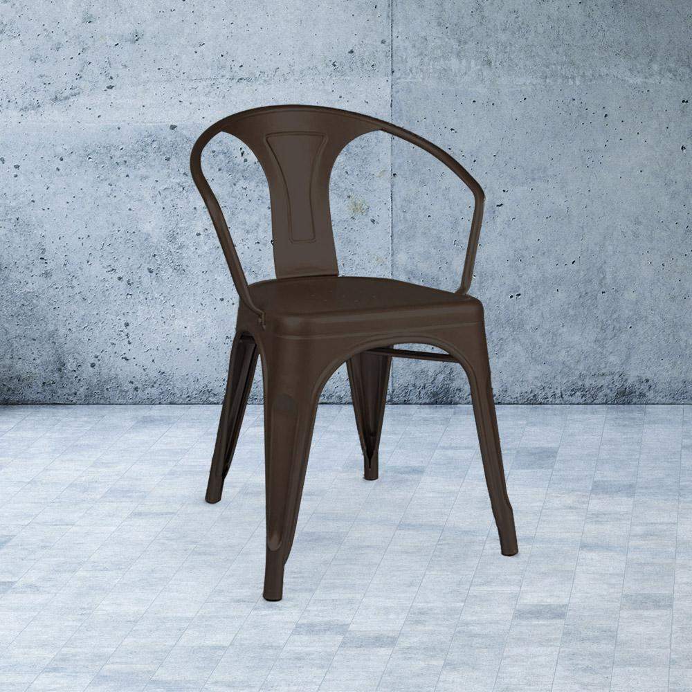 Marais A Arm Chair with Metal Seat #color_Rust
