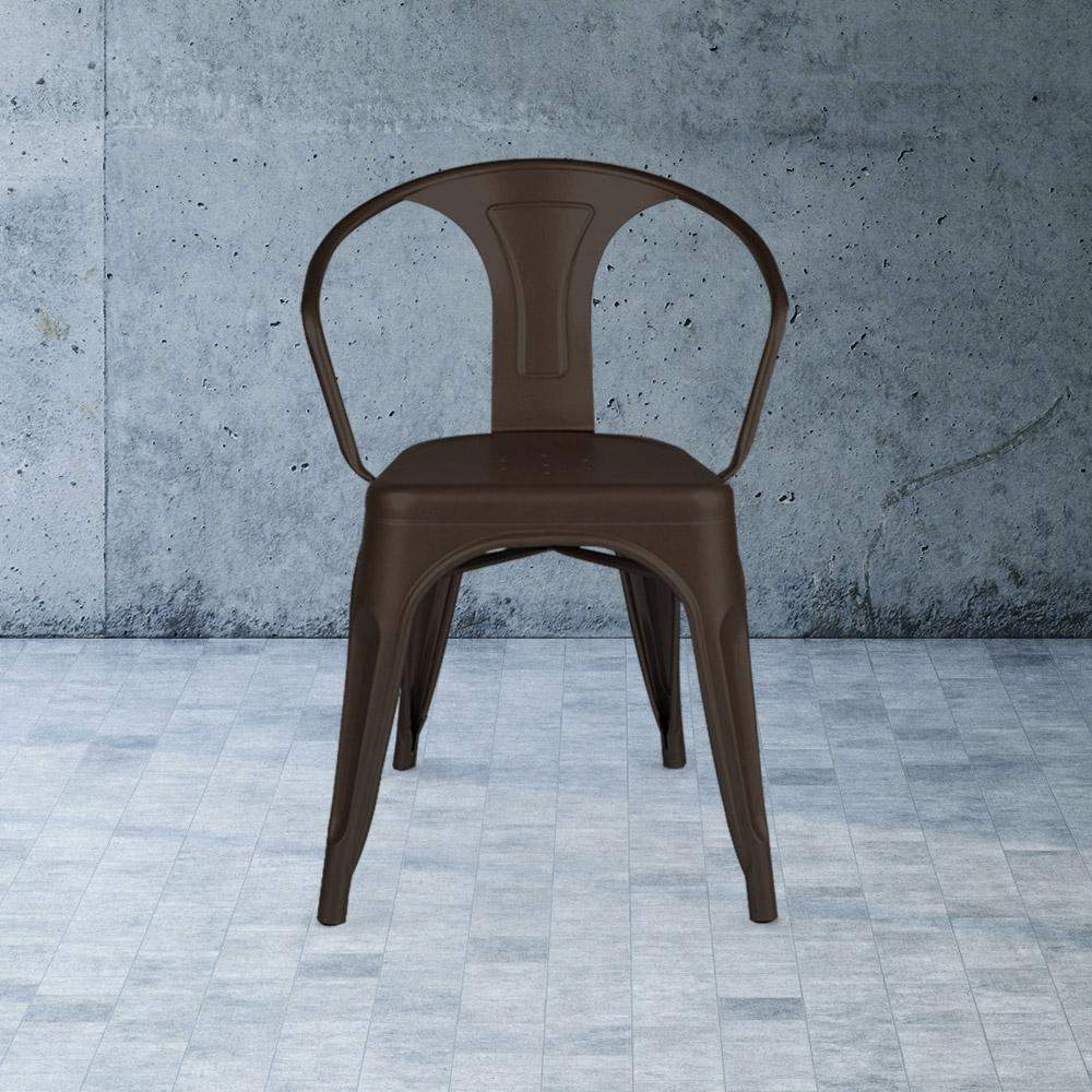 Marais A Arm Chair with Metal Seat #color_Rust