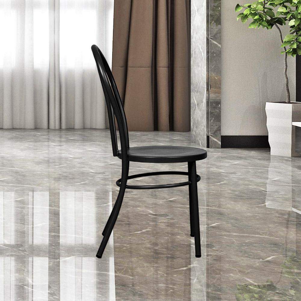 Fan Back Metal Chair #color_Black