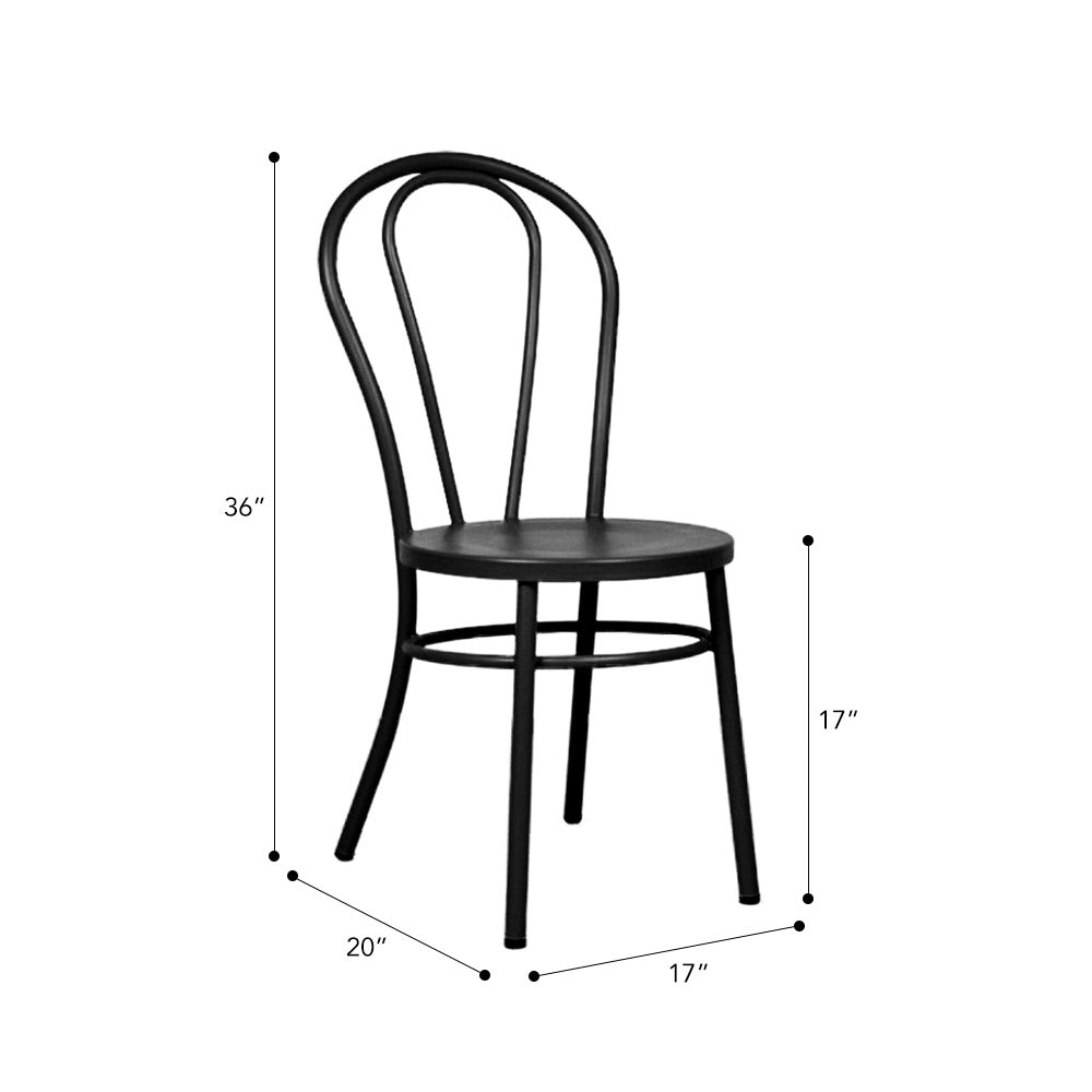 Fan Back Metal Chair #color_Black