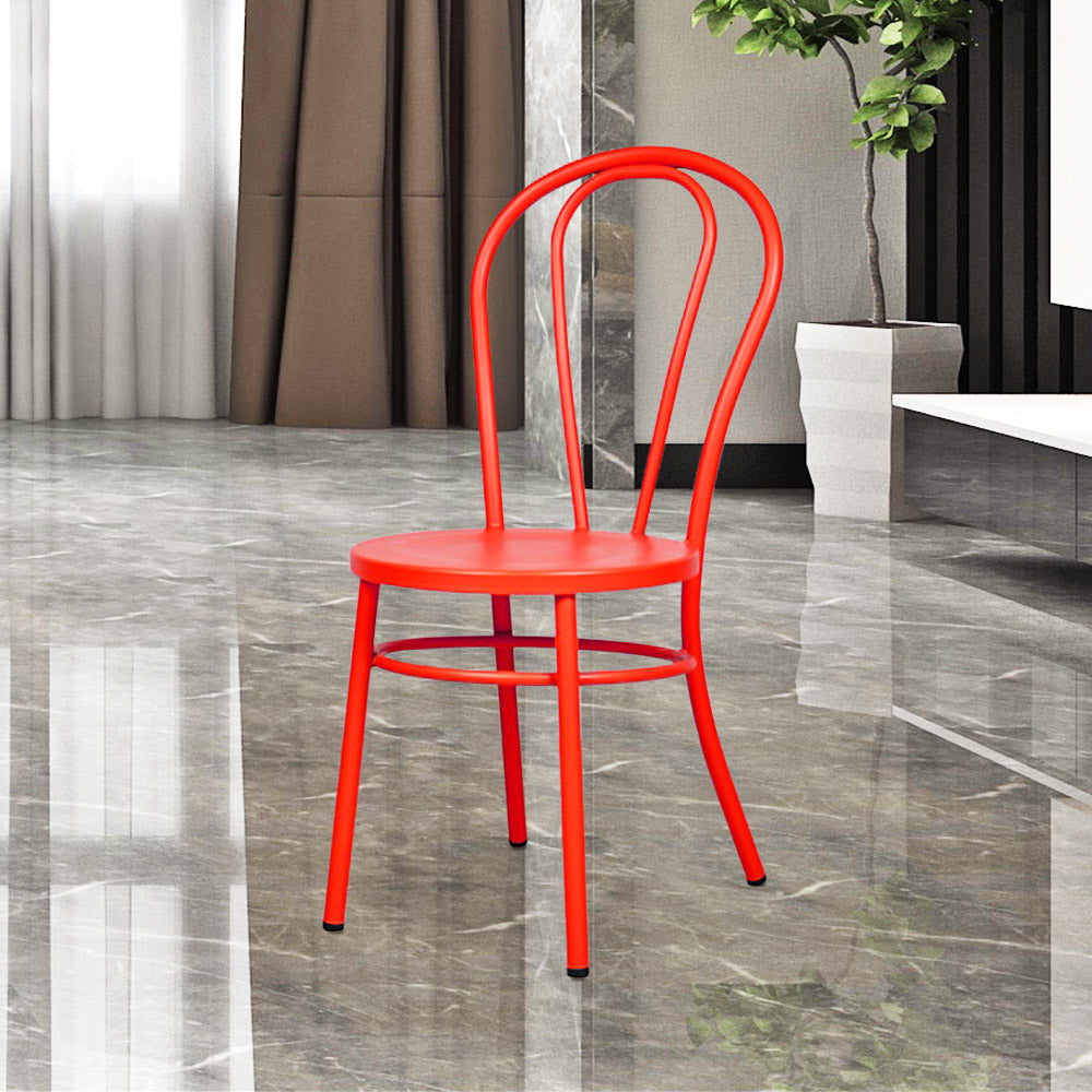 Fan Back Metal Chair #color_Red