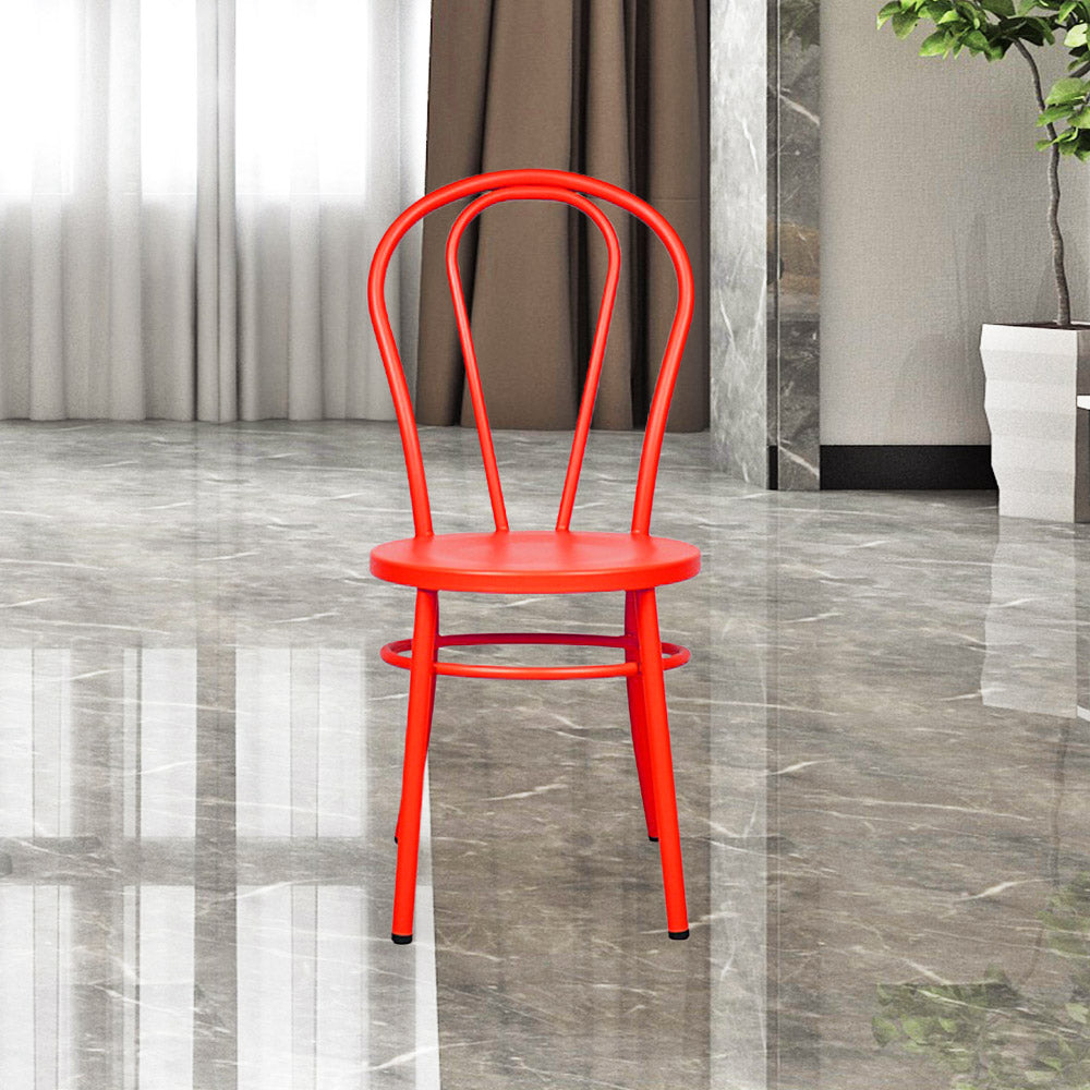 Fan Back Metal Chair #color_Red