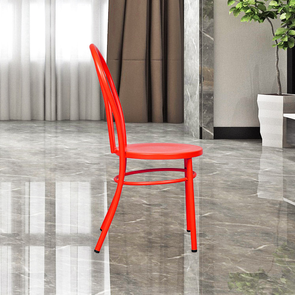 Fan Back Metal Chair #color_Red