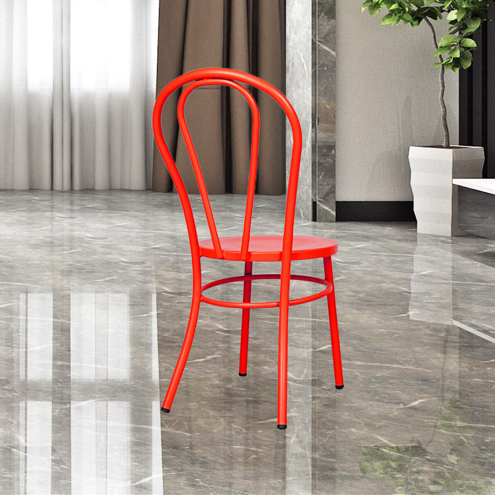 Fan Back Metal Chair #color_Red