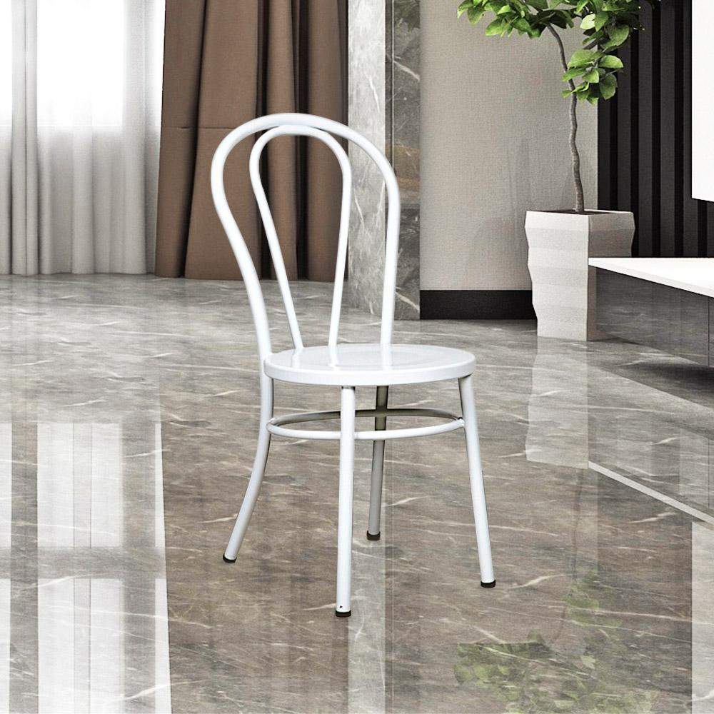 Fan Back Metal Chair #color_White