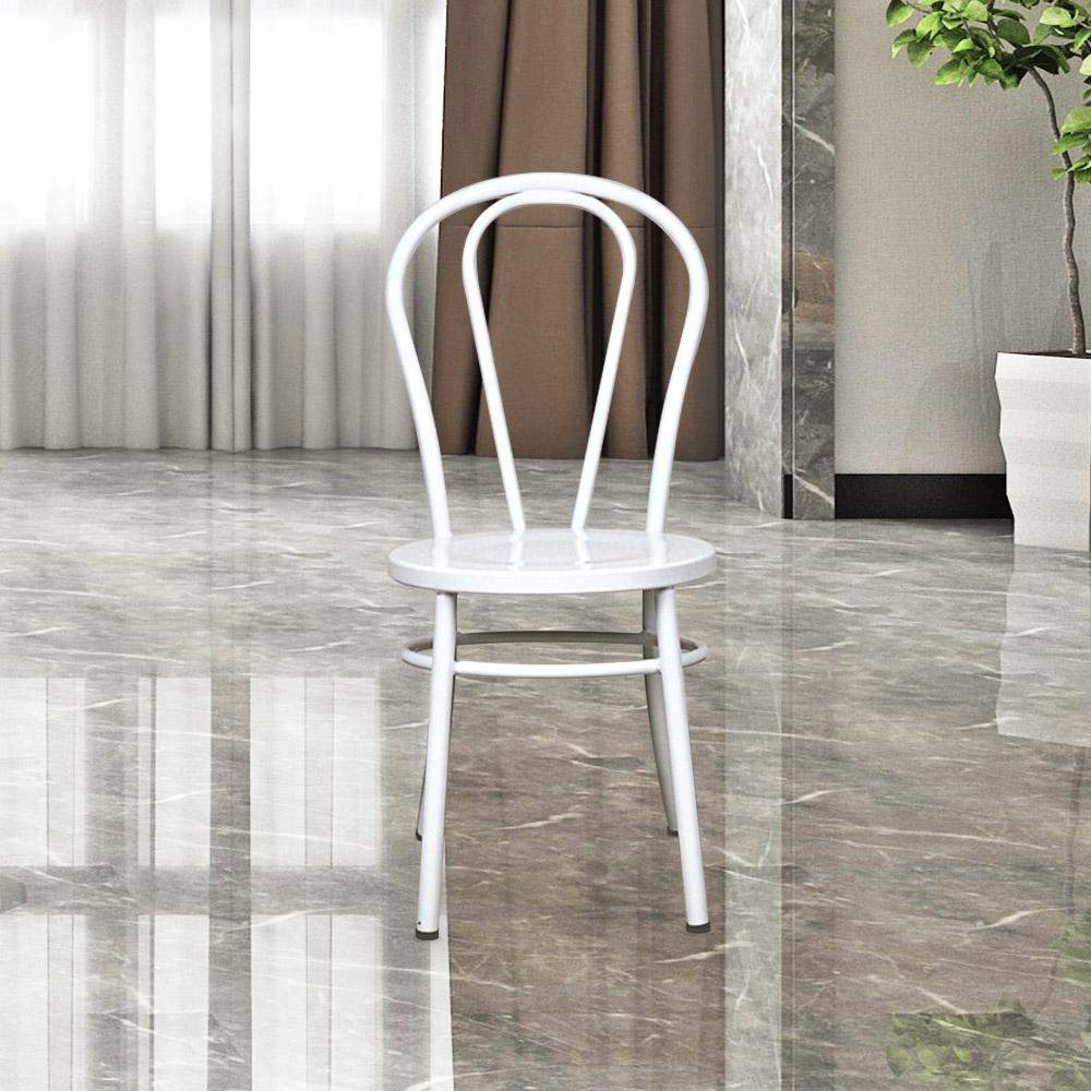 Fan Back Metal Chair #color_White