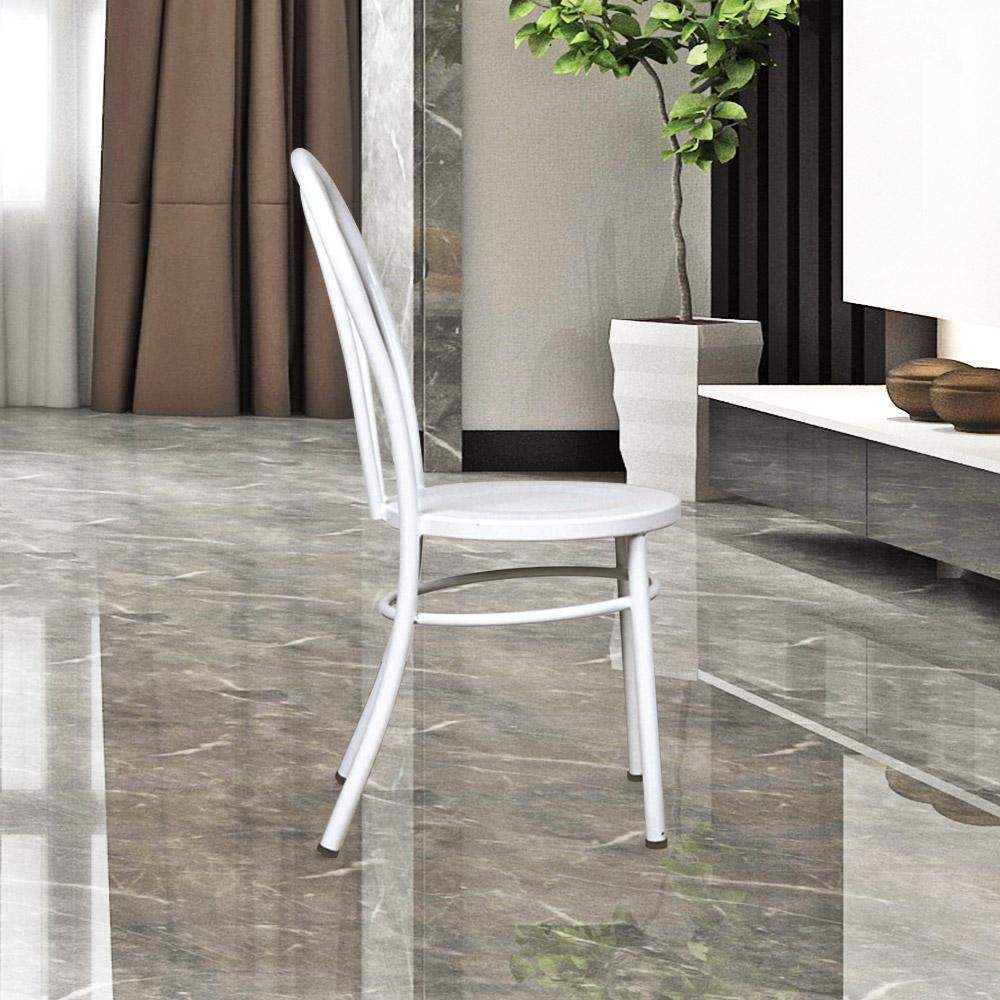 Fan Back Metal Chair #color_White