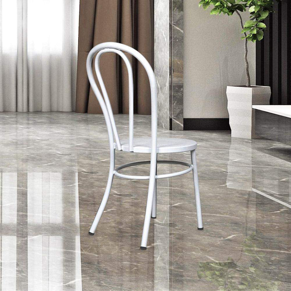 Fan Back Metal Chair #color_White